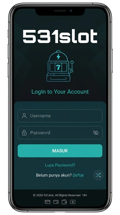 Tampilan halaman login 531slot