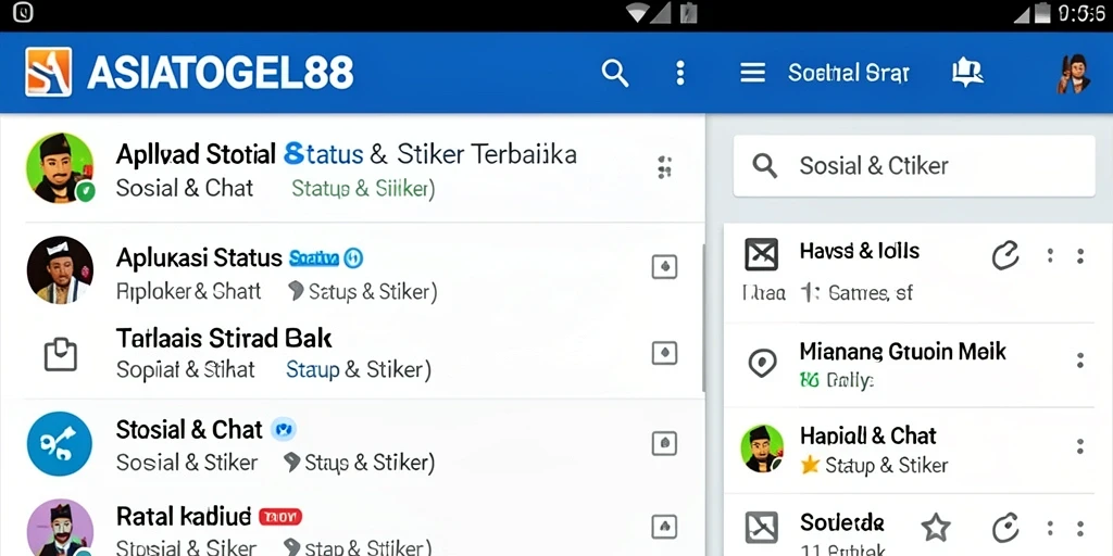 Antarmuka ASIATOGEL88 menampilkan beragam stiker yang menarik dan status inspiratif.