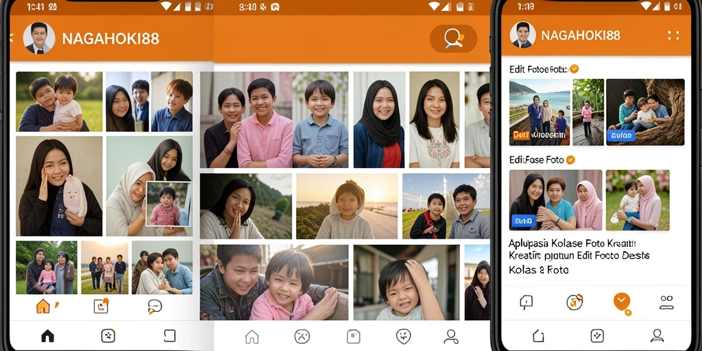 Antarmuka pengguna NAGAHOKI88 untuk membuat kolase foto yang menarik.