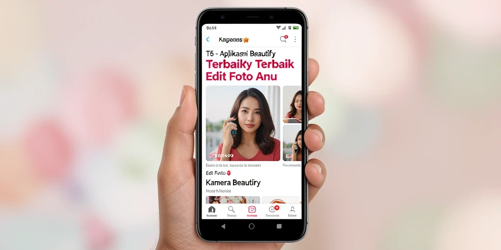 Tampilan antarmuka T6 saat mengedit foto di aplikasi Kamera Beautify.